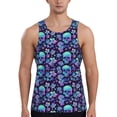 thumbnail image 1 of Gukieu Blue Flower Skull Print Men's Quick Dry Fitness Vest, Round Neck Sleeveless Fitness Bodybuilding Top-Small, 1 of 7