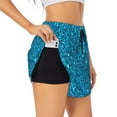 thumbnail image 1 of Gukieu Blue Glitter Print Women's Sports Shorts with Drawstring Elastic Waistband for Running, Yoga, Fitness-XX-Large, 1 of 7