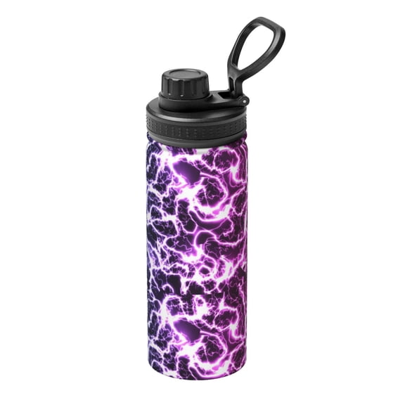 Gukieu Blue Lightning Print 18OZ Portable Sports Water Bottle, Stainless Steel Insulated Water Cup for Men and Women, Suitable for Gym, Travel, Camping