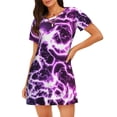 thumbnail image 1 of Gukieu Blue Lightning Print Women's Nightgown, A-line Round Neck Short-sleeved Nightgown Pajamas Home Wear Suitable for Home and Outing, 1 of 6