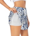 thumbnail image 1 of Gukieu Blue Paisley Print Women's Sports Shorts with Drawstring Elastic Waistband for Running, Yoga, Fitness-X-Large, 1 of 7