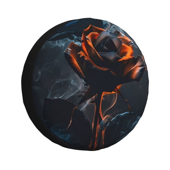 Gukieu Blue and Red Roses Artwork Print Car Tire Cover, Adjustable Waterproof and Dustproof Tire Protection Cover, Suitable for SUV, Truck, Van-15 inch
