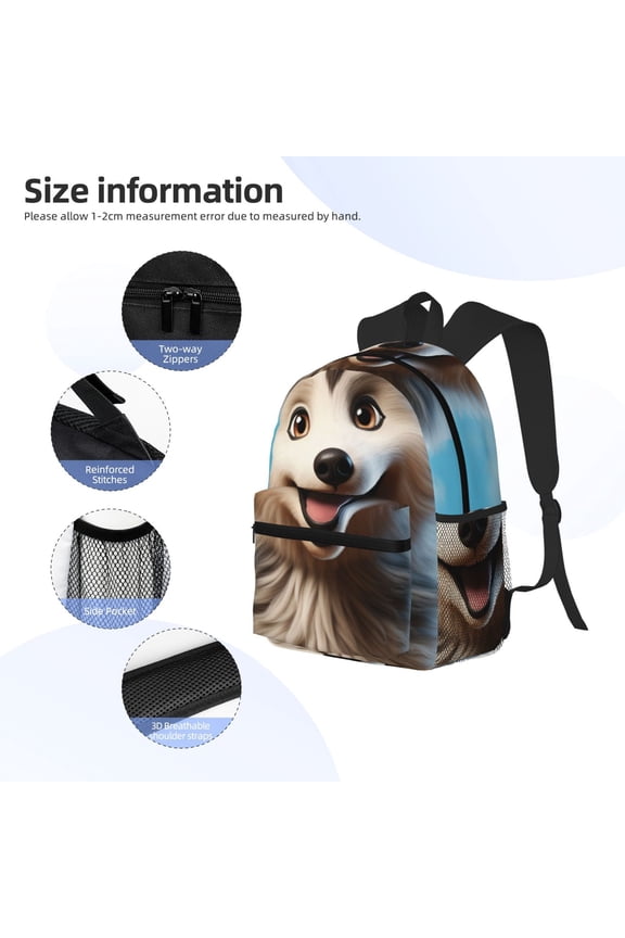 Blue Sky Cute Wolf Print Backpack, Waterproof Backpack with Adjustable Shoulder Straps, Suitable for Campus, Business, Travel, Unisex