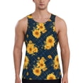 thumbnail image 1 of Gukieu Blue Striped Sunflower A Print Men's Quick Dry Fitness Vest, Round Neck Sleeveless Fitness Bodybuilding Top-4X-Large, 1 of 7