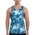 thumbnail image 1 of Gukieu Blue Tie Dye Print Men's Quick Dry Fitness Vest, Round Neck Sleeveless Fitness Bodybuilding Top-XX-Large, 1 of 7