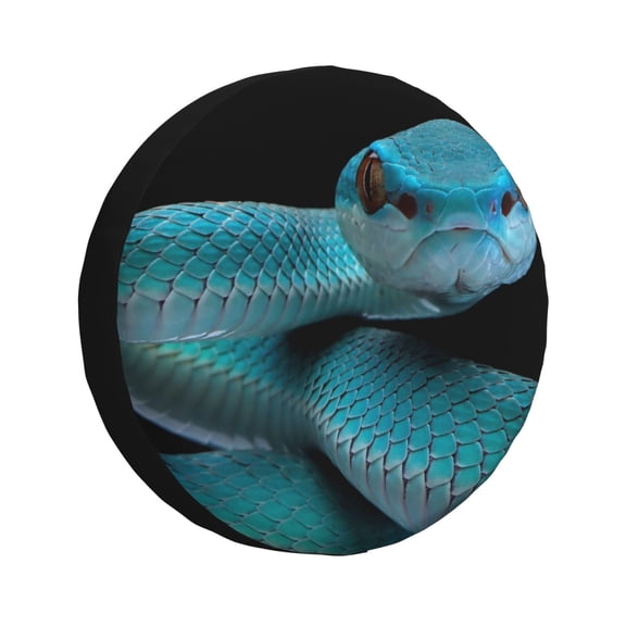 Gukieu Blue Viper Snake1 Print Car Tire Cover, Adjustable Waterproof and Dustproof Tire Protection Cover, Suitable for SUV, Truck, Van-14 inch