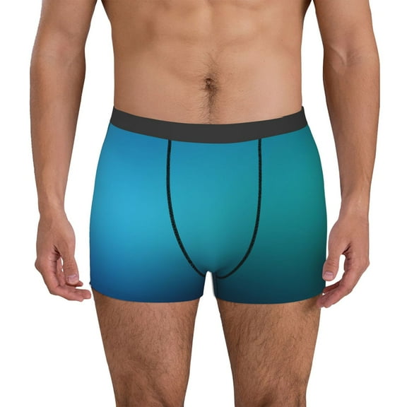 Gukieu Blue to turquoise Print Men's Boxer Briefs, High Elastic Moisture Wicking Boxer Briefs Underwear-Large