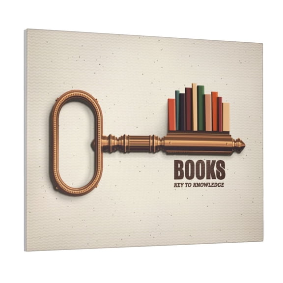 Gukieu Books Key To Knowledge Print Canvas Decorative Hanging Painting, Waterproof Art Wall Decoration with Frame, Suitable for Living Room, Bedroom