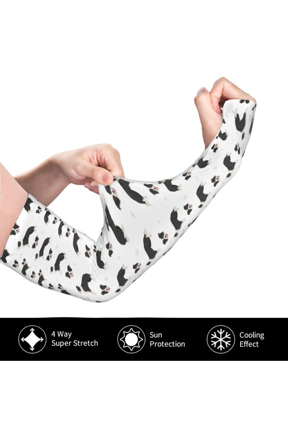Border Collie Dog for Adult Ice Silk Sun Protection Arm Sleeves, Moisture Wicking, UV Protection Outdoor Sports Arm Sleeves, Unisex