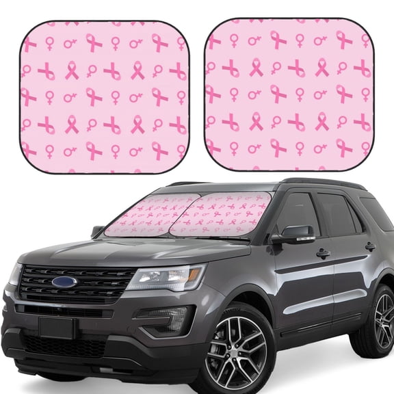 Gukieu Breast Cancer Awareness 1 Print Car Windshield Sun Visor, Foldable Anti-UV Car Sun Visor Suitable for Vans, Trucks Car Accessories-Medium