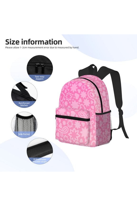 Breast Cancer Pink Ribbons Awareness Print Backpack, Waterproof Backpack with Adjustable Shoulder Straps, Suitable for Campus, Business, Travel, Unisex