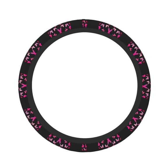 Gukieu Breast Cancer Print Elastic Steering Wheel Cover, Anti-slip and Sweat-proof Car Steering Wheel Protector Cover for Cars, Vans, Trucks Car Accessories