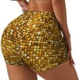 thumbnail image 1 of Gukieu Bright Shiny Golden Print Women's Sports Shorts, Elastic Waist High Stretch Running Yoga Gym Sweatpants-Large, 1 of 8