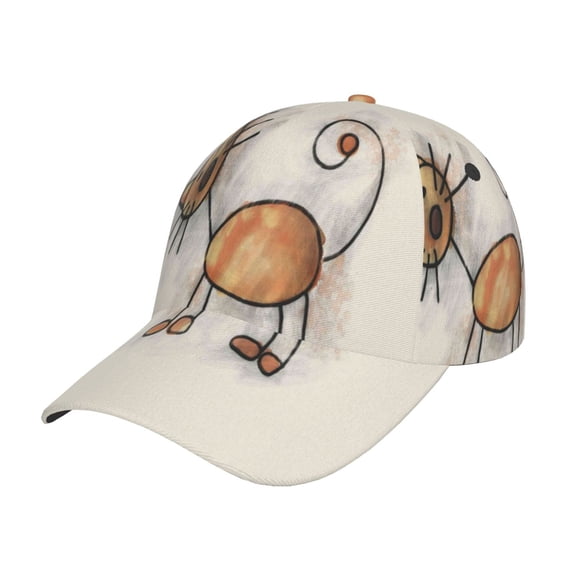 Gukieu Brown Cat Cartoon Prin Baseball Cap, Adjustable Sweat-wicking Daily,Travel, Sports Cap, Unisex