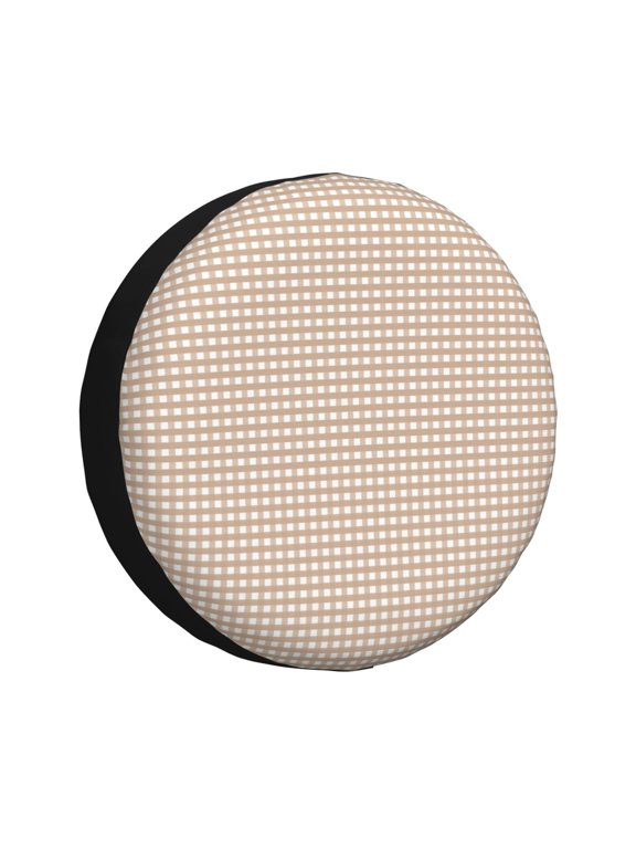 Brown Gingham Print Car Tire Cover, Adjustable Waterproof and Dustproof Tire Protection Cover, Suitable for SUV, Truck, Van-14 inch