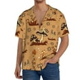 thumbnail image 1 of Gukieu Brown Mushrooms Print Men's Short-sleeved Shirts, Button-down Pocket Shirts, T-shirts, Beach Vacation Travel Summer Clothing-Small, 1 of 5