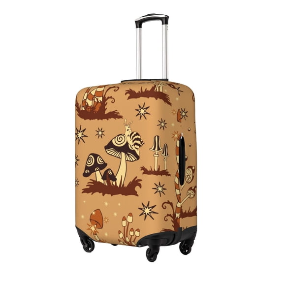 Gukieu Brown Mushrooms Print Suitcase Protective Cover, Elastic Zipper Buckle Suitcase Protective Cover, Suitable for Travel, Business Trip-X-Large