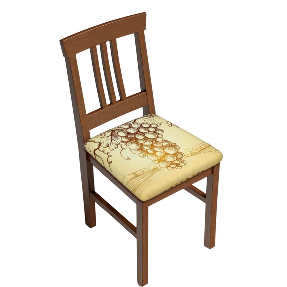 Gukieu Bunch of Grapes Print Square Cushion Cover, Elastic Strap Chair Protector, Suitable for Family Restaurant, Hotel Banquet Decorations-Six Piece
