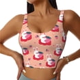 thumbnail image 1 of Gukieu Bunny And Strawberry Print Women's Sports Vest, Low-neck U-shaped Removable Pad Sports Bra for Yoga, Exercise, Dance-Large, 1 of 8