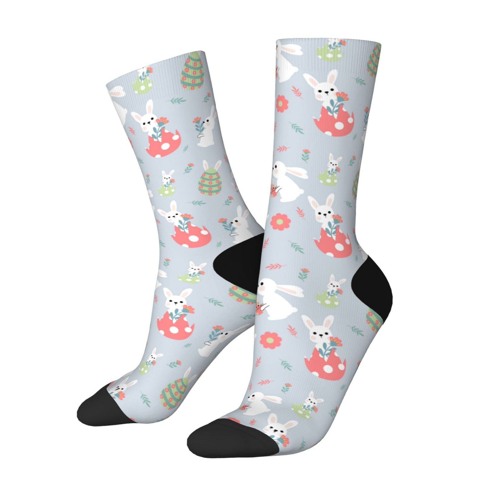 Gukieu Bunny cartoon with easter Print Contrast Color Mid-calf Socks ...