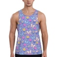 thumbnail image 1 of Gukieu Butterflies And Flowers Print Men's Quick Dry Fitness Vest, Round Neck Sleeveless Fitness Bodybuilding Top-X-Large, 1 of 7
