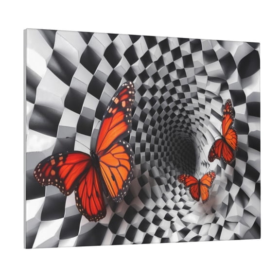 Gukieu Butterflies Optical Illusion Print Canvas Decorative Hanging Painting, Waterproof Art Wall Decoration with Frame, Suitable for Living Room, Bedroom