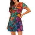 thumbnail image 1 of Gukieu Butterfly Flower Cascade Print Women's Nightgown, A-line Round Neck Short-sleeved Nightgown Pajamas Home Wear Suitable for Home and Outing, 1 of 6