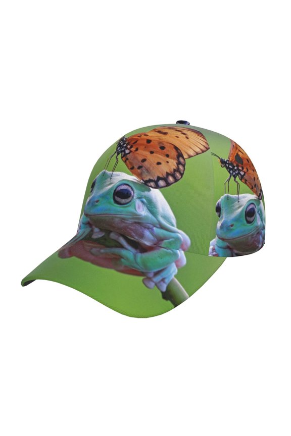 Butterfly Landing On Head Dumpy Frog Prin Baseball Cap, Adjustable Sweat-wicking Daily,Travel, Sports Cap, Unisex