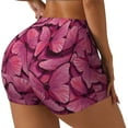 thumbnail image 1 of Gukieu Butterfly Print Women's Sports Shorts, Elastic Waist High Stretch Running Yoga Gym Sweatpants-XX-Large, 1 of 8