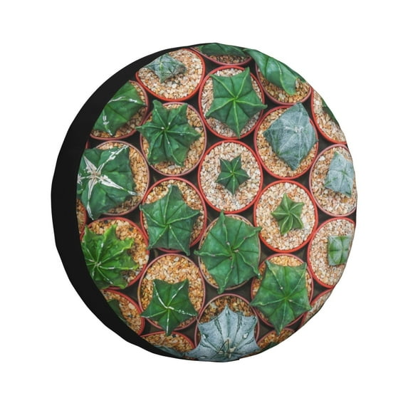 Gukieu Cactus 4 Print Car Tire Cover, Adjustable Waterproof and Dustproof Tire Protection Cover, Suitable for SUV, Truck, Van-17 inch