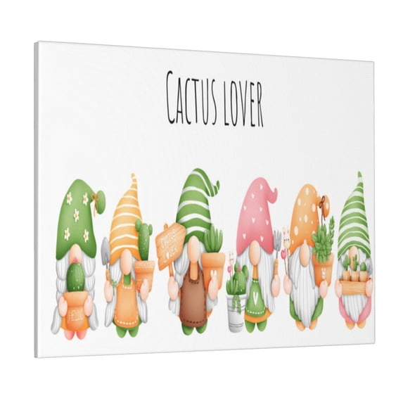 Gukieu Cactus Gnome Print Canvas Decorative Hanging Painting, Waterproof Art Wall Decoration with Frame, Suitable for Living Room, Bedroom