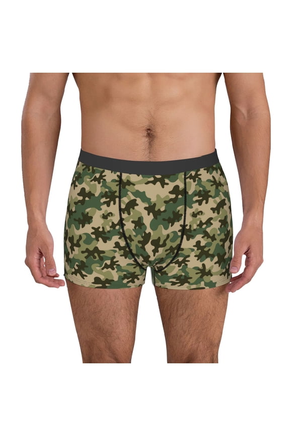 Camouflag Print Men's Boxer Briefs, High Elastic Moisture Wicking Boxer Briefs Underwear-X-Large