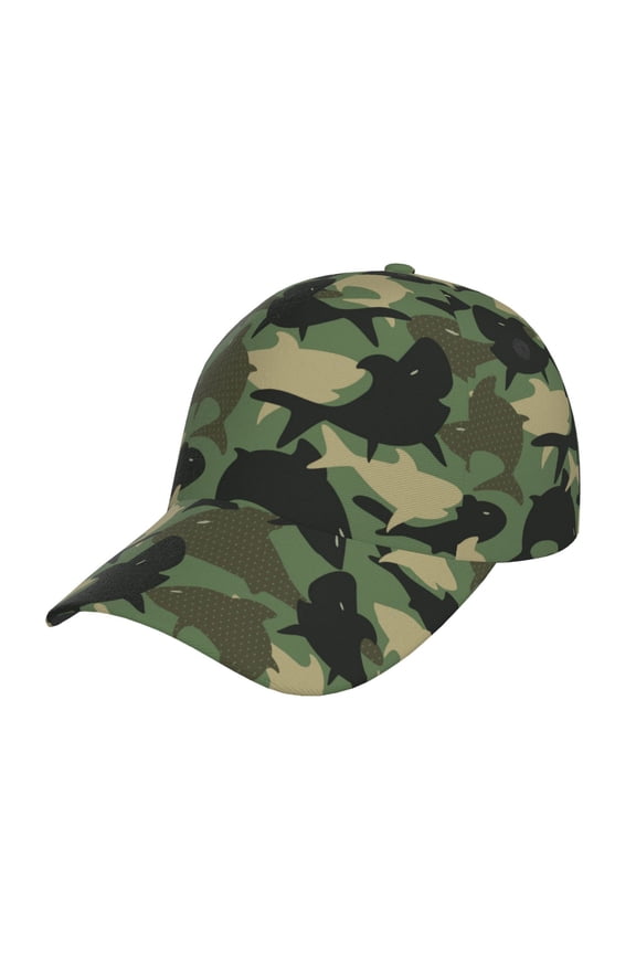 Camouflage Shark Prin Baseball Cap, Adjustable Sweat-wicking Daily,Travel, Sports Cap, Unisex