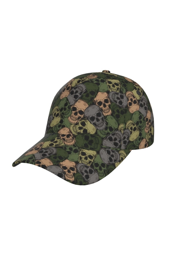 Camouflage Skulls Prin Baseball Cap, Adjustable Sweat-wicking Daily,Travel, Sports Cap, Unisex