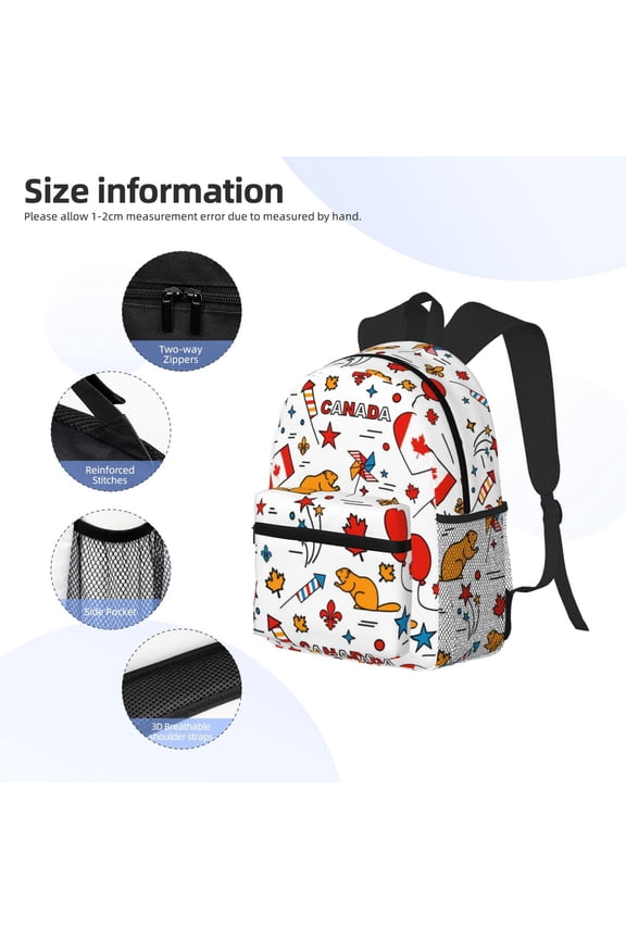 Canada Day Print Backpack, Waterproof Backpack with Adjustable Shoulder Straps, Suitable for Campus, Business, Travel, Unisex