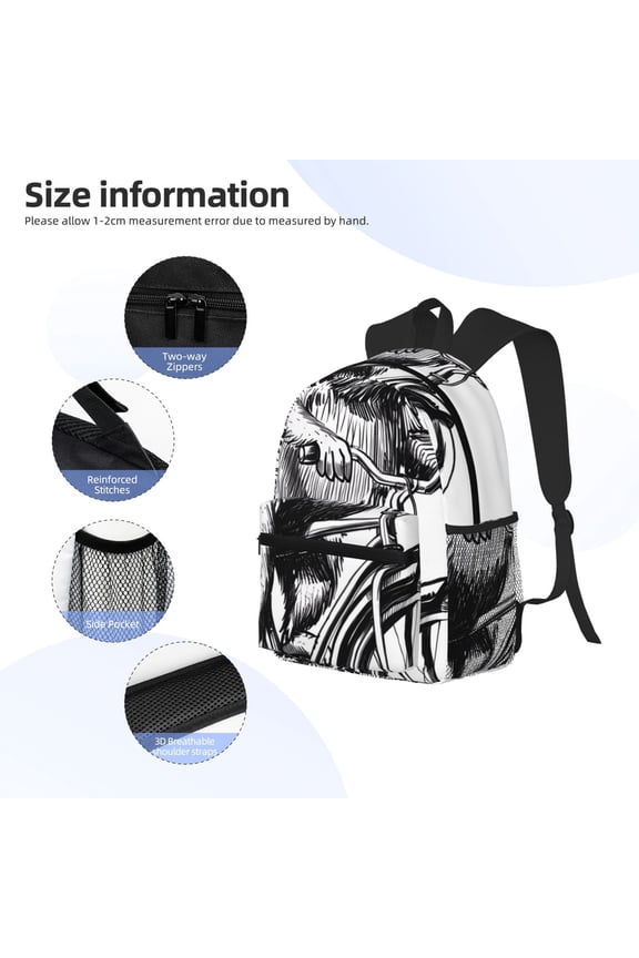 Capybara Riding Bicycle Print Backpack, Waterproof Backpack with Adjustable Shoulder Straps, Suitable for Campus, Business, Travel, Unisex