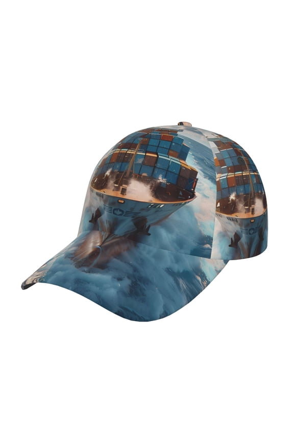 Cargo Ship At Sea Prin Baseball Cap, Adjustable Sweat-wicking Daily,Travel, Sports Cap, Unisex