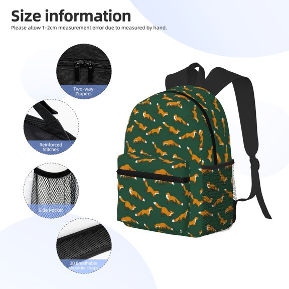 Gukieu Cartoon Fox 1 Print Backpack, Waterproof Backpack with Adjustable Shoulder Straps, Suitable for Campus, Business, Travel, Unisex