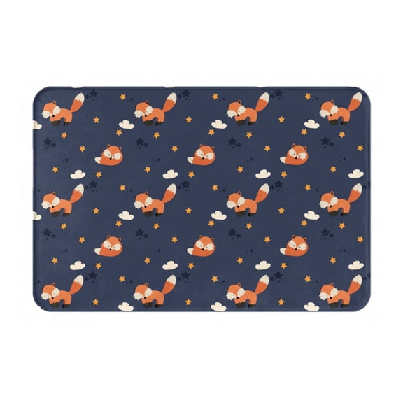Gukieu Cartoon Fox Print Dust-proof Floor Mats, Water-absorbent and Non-slip Flannel Door Mats 16x24in, Home Decoration Suitable for Kitchen, Bathroom, Garage