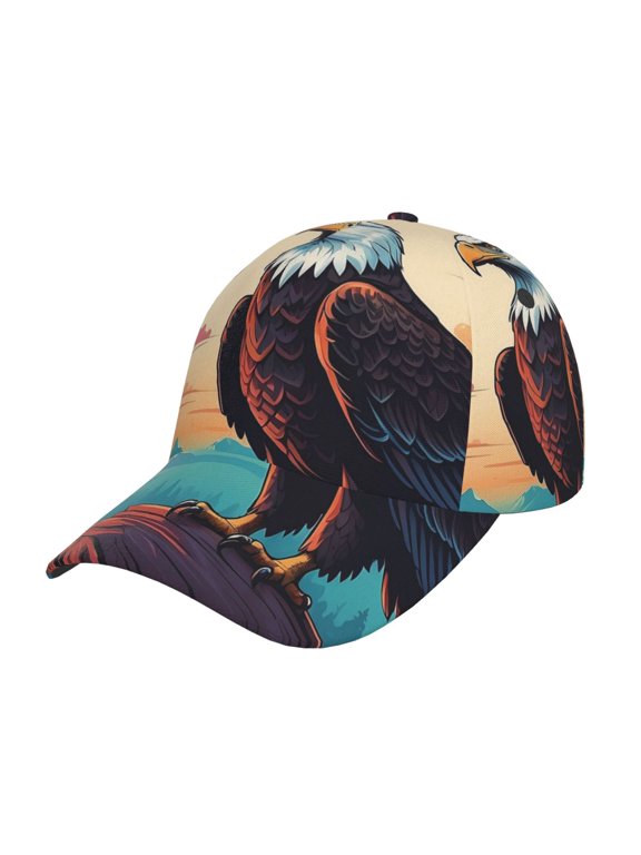 Cartoon Iceberg Bald Eagle Prin Baseball Cap, Adjustable Sweat-wicking Daily,Travel, Sports Cap, Unisex