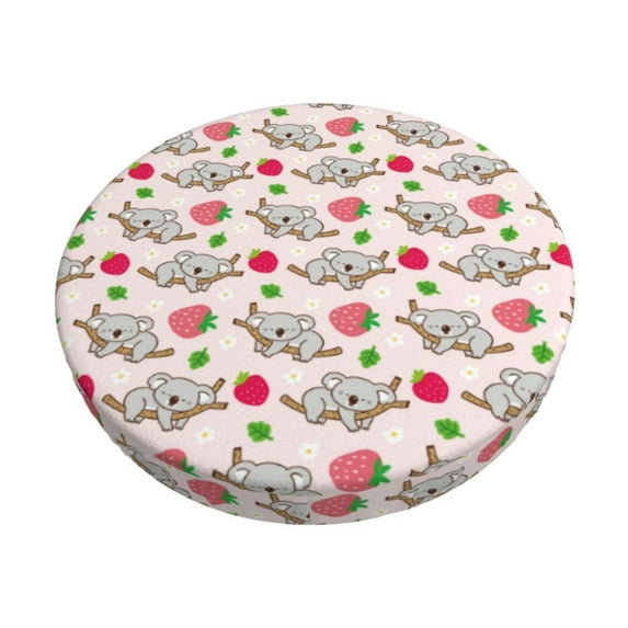 Gukieu Cartoon Koala Bear Print Round Chair Cover, Dust-proof and Non-slip Bar Chair Protective Cover, Suitable for Bars, Restaurants, Offices-13 inch