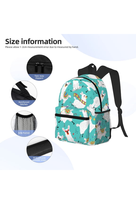 Cartoon Llamas Print Backpack, Waterproof Backpack with Adjustable Shoulder Straps, Suitable for Campus, Business, Travel, Unisex