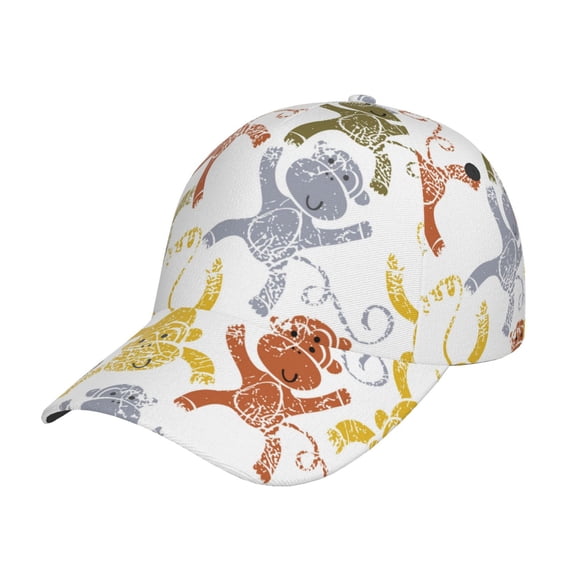 Gukieu Cartoon Monkey Prin Baseball Cap, Adjustable Sweat-wicking Daily,Travel, Sports Cap, Unisex