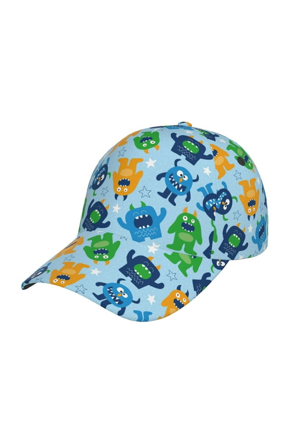 Cartoon Monster Prin Baseball Cap, Adjustable Sweat-wicking Daily,Travel, Sports Cap, Unisex