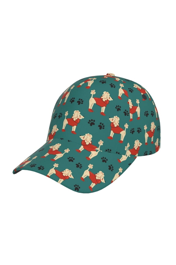 Cartoon Poodle Dog Prin Baseball Cap, Adjustable Sweat-wicking Daily,Travel, Sports Cap, Unisex
