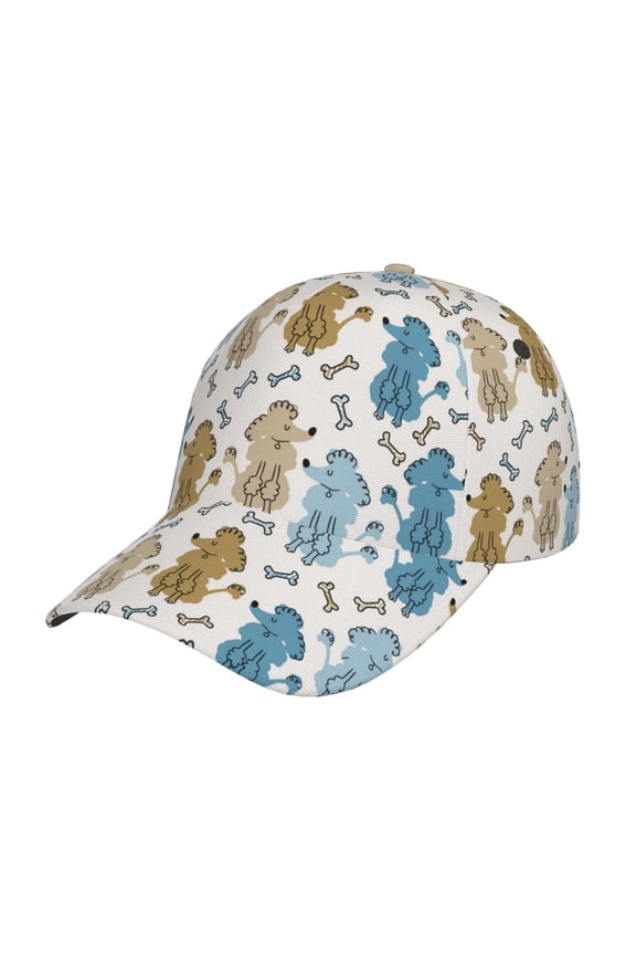 Cartoon Poodle Dog Prin Baseball Cap, Adjustable Sweat-wicking Daily,Travel, Sports Cap, Unisex