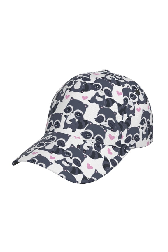Cartoon Raccoon Prin Baseball Cap, Adjustable Sweat-wicking Daily,Travel, Sports Cap, Unisex