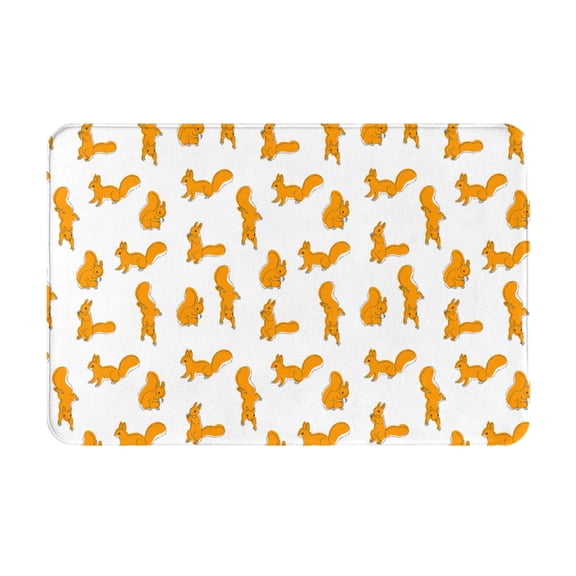 Gukieu Cartoon Squirrel Print Dust-proof Floor Mats, Water-absorbent and Non-slip Flannel Door Mats 16x24in, Home Decoration Suitable for Kitchen, Bathroom, Garage