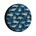 thumbnail image 1 of Gukieu Cartoon Surfer Sharks Print Car Tire Cover, Adjustable Waterproof and Dustproof Tire Protection Cover, Suitable for SUV, Truck, Van-16 inch, 1 of 6