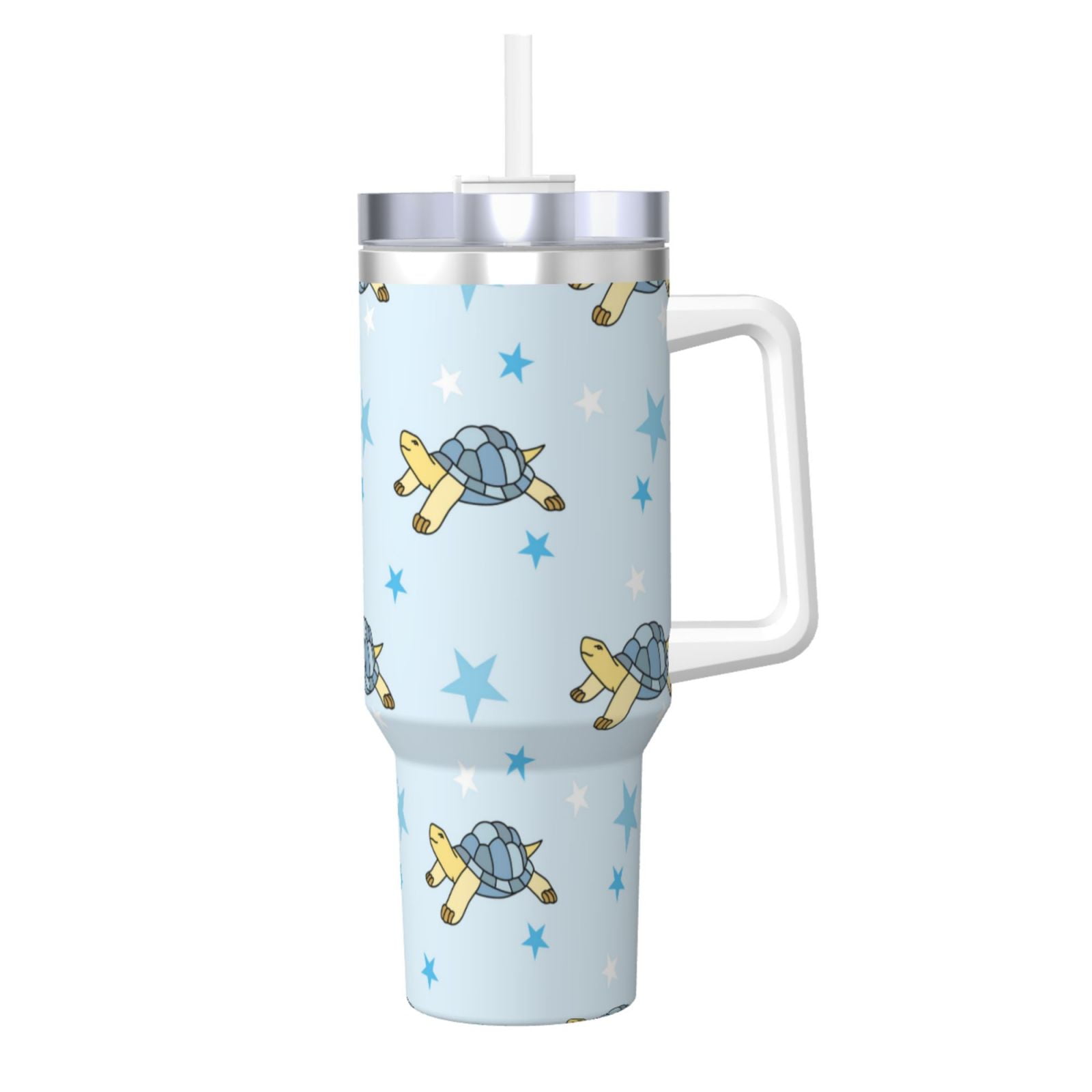 Turtle Shell Kettle Gukieu Cartoon Turtle Print 40OZ Ice Cup, Stainless Steel Vacuum Kettle ...